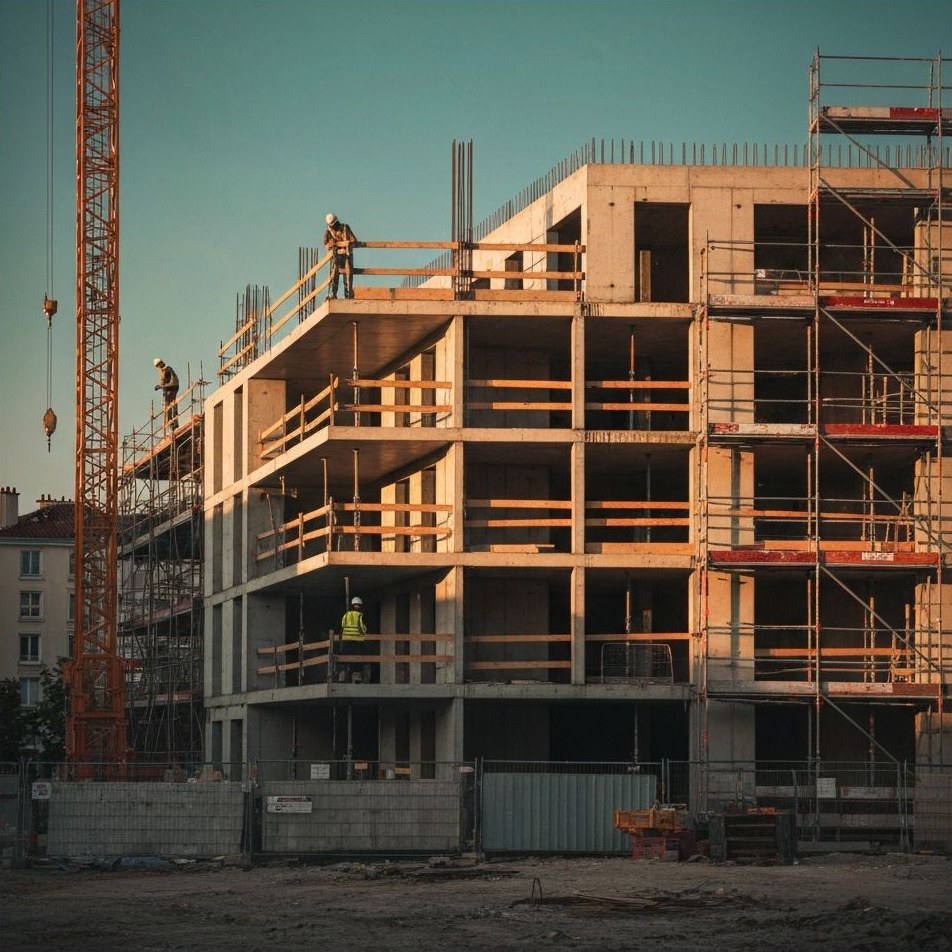 Chantier de construction moderne à Lyon